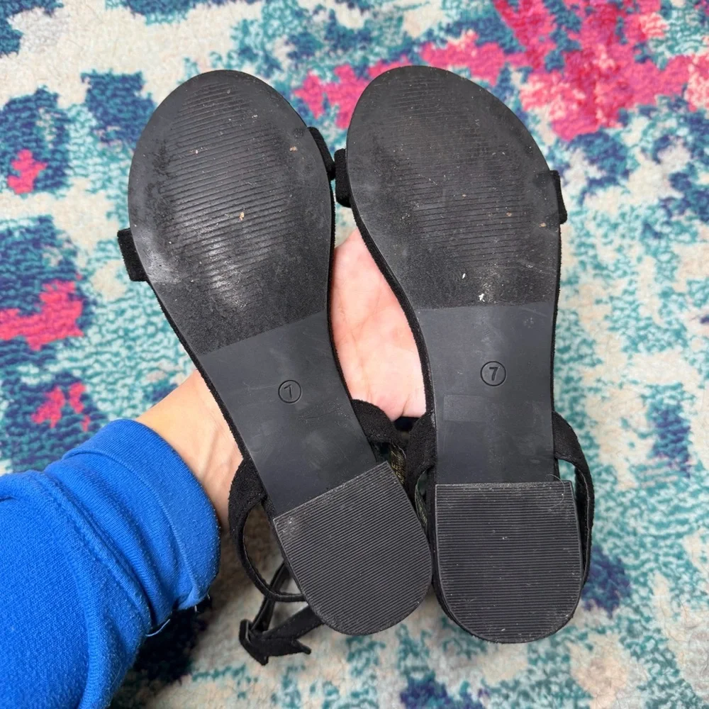 Lulus Darryian Black Suede Ankle Strap Sandals